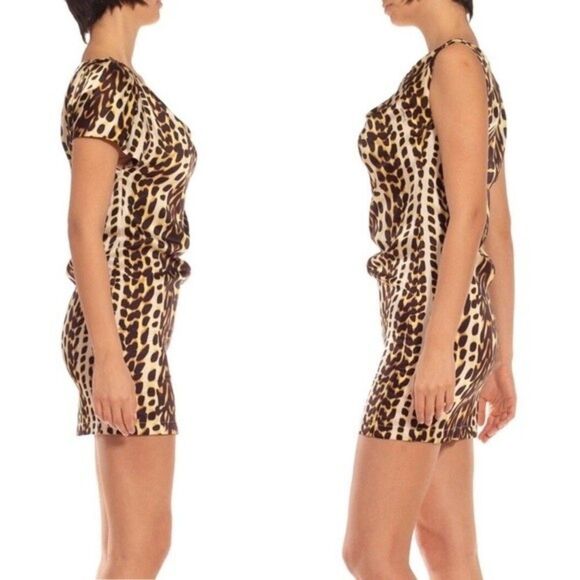 Vintage Just Cavalli Leopard Animal Print Silk Mini Dress - Picture 2 of 8